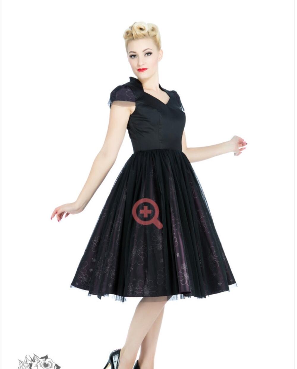Hearts and Roses London Black Purple whimsy goth midi mini knee length Dress 12